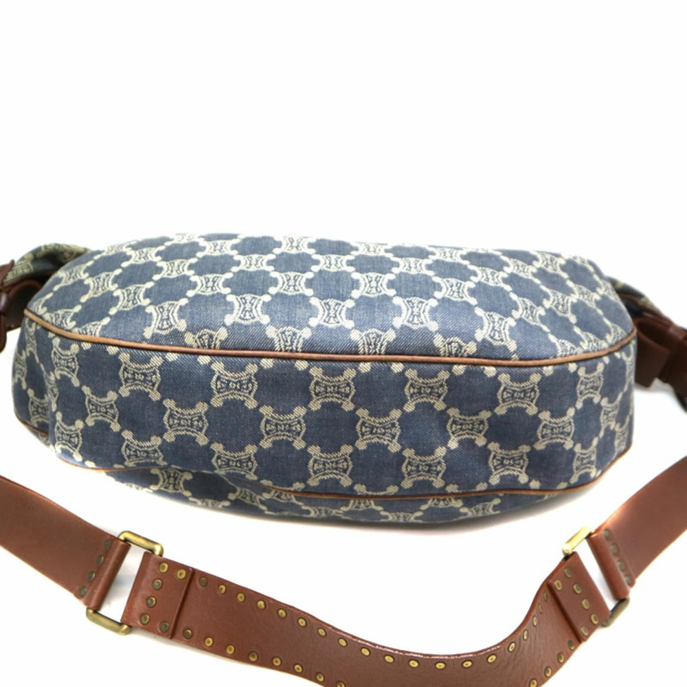 CELINE shoulder bag brown Navy Blue denim canvas leather - Picture 6 of 6